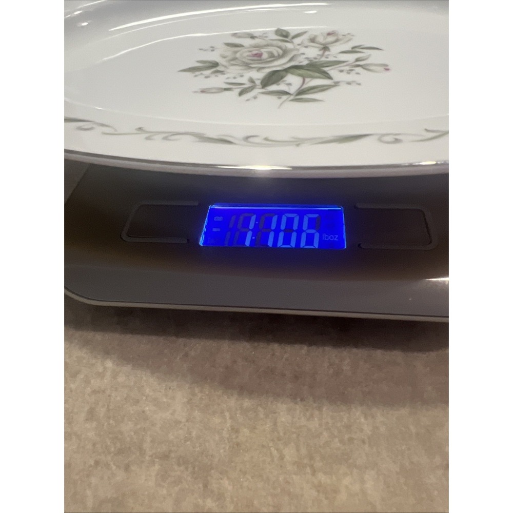 ROMANCE JAPAN DIAMOND CHINA WHITE ROSES PLATINUM TRIM PLATTER 12 1/4 - Picture 6 of 6